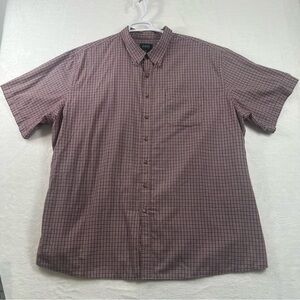 Men's Brown Checkered Shirt by Harbor Bay button up size 4XL